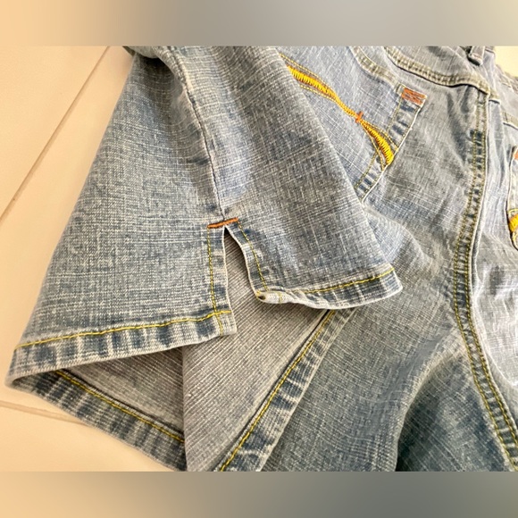 Carolina Blue shorts with yellow stitching on back pockets 20w - Picture 4 of 9